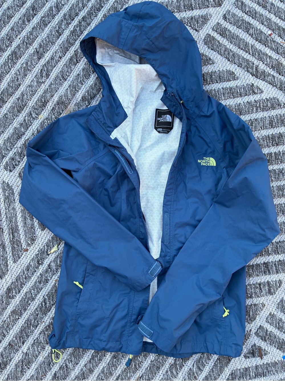North Face Blue Hooded Rain Jacket